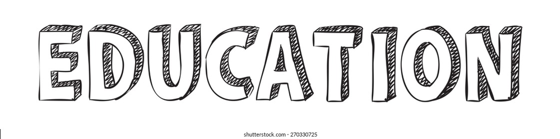 Vector illustration of Education word drawn with doodle style isolated on white