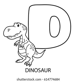 Vector illustration of educational alphabet coloring page with cartoon animal for kids