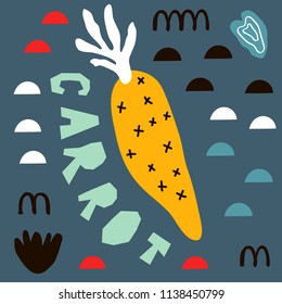 vector illustration of educational cards with vegetables iin scandibavian style for kids room and home decor,poster,prints