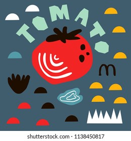 vector illustration of educational cards with vegetables iin scandibavian style for kids room and home decor,poster,prints