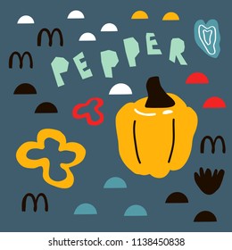vector illustration of educational cards with vegetables iin scandibavian style for kids room and home decor,poster,prints