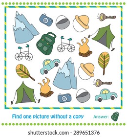 Vector Illustration - Educational Game for Children - find the picture that doesn't have a duplicate