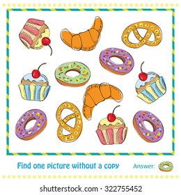 Vector Illustration - Educational Game for Children - find the picture that doesnt have a duplicate