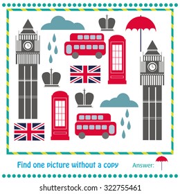 Vector Illustration - Educational Game for Children - find the picture that doesnt have a duplicate