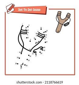 Vector illustration educational game of dot to dot puzzle with doodle slingshot  for children svg