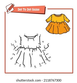 Vector illustration educational game of dot to dot puzzle with doodle dress for children