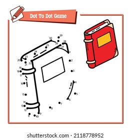 Vector illustration educational game of dot to dot puzzle with doodle fairy tale book for children