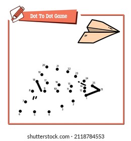 Vector illustration educational game of dot to dot puzzle with doodle paper plane for children