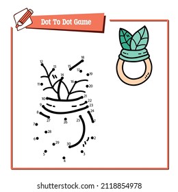 Vector illustration educational game of dot to dot puzzle with doodle fabric rattle for children