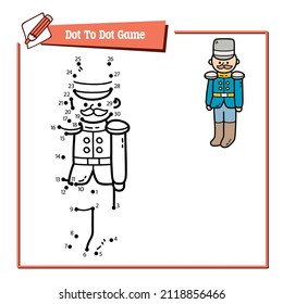 Vector illustration educational game of dot to dot puzzle with doodle soldier for children