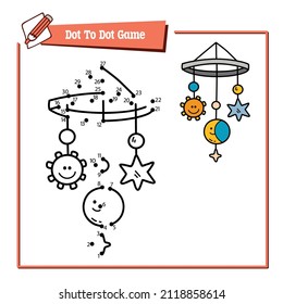 Vector illustration educational game of dot to dot puzzle with doodle mobile for children