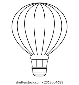 Vector illustration of educational kids coloring page of cartoon hot air balloon for children.