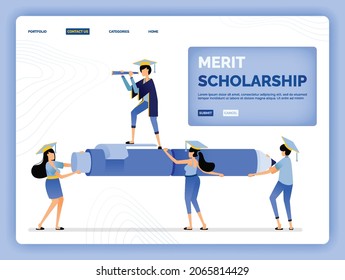 vector illustration of educational programs and scholarship financing for outstanding students. Design can be used for landing page, web, website, mobile apps, poster, flyer, ui ux