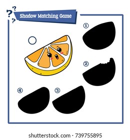 Vector illustration of educational shadow matching game with cartoon character for children