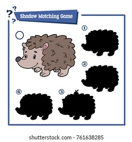 Vector illustration of educational shadow matching game with cartoon character for children