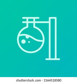 Vector illustration of educational symbol icon. the test tube on a green background. color can be changed. outline style