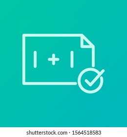 Vector illustration of educational symbol icon. exam results on a green background. color can be changed. outline style