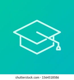 Vector illustration of educational symbol icon. graduation symbol on a green background. color can be changed. outline style