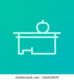 Vector illustration of educational symbol icon. apples for teachers on a green background. color can be changed. outline style