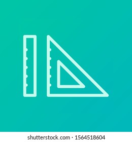 Vector illustration of educational symbol icon. a learning ruler with a green background. outline style