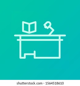 Vector illustration of educational symbol icon. isolated study table with a green background. outline style