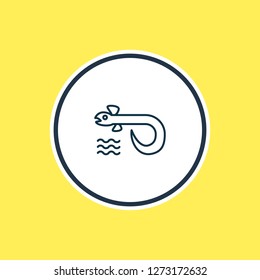 Vector illustration of eel icon line. Beautiful nautical element also can be used as prawn icon element.