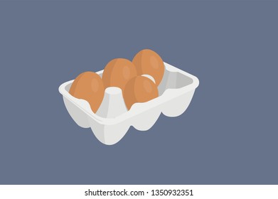 Vector Illustration of an Egg Carton with Eggs. Isolated 