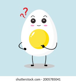 Ilustración vectorial del personaje del huevo con una expresión curiosa linda, huevo de pascua aderable aislado en fondo blanco, estilo simple mínimo, huevo hervido para recolección de mascotas, emoticono