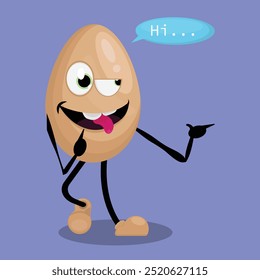 vector illustration of an egg character saying hello.