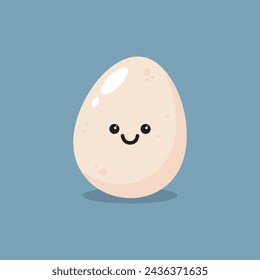 Vector illustration of an egg, egg character, smile, cartoon, Easter, shell, boiled egg, emotion, happy face.