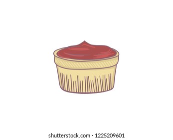 Vector illustration of egg custard tart  bakery on a white background