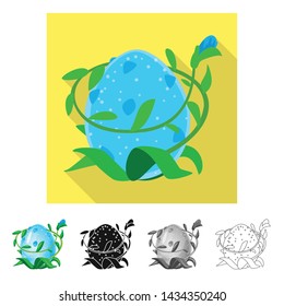 Vector illustration of egg and dragon symbol. Set of egg and leaves stock vector illustration.