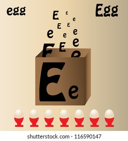 Vector illustration of egg and english letter "E"