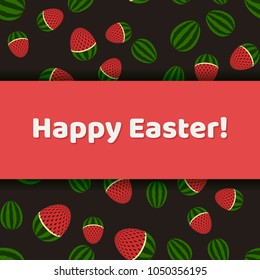 vector illustration. egg. happy Easter. watermelon. background
