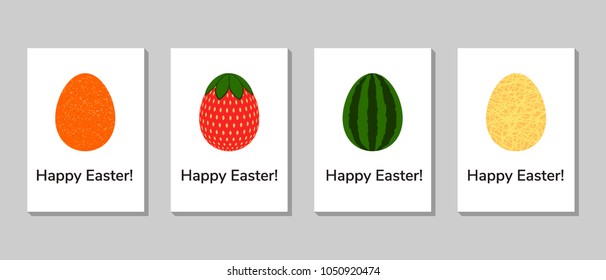 vector illustration. egg. happy Easter. watermelon, orange, melon, strawberry