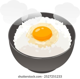 Vector illustration of egg on rice