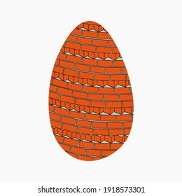 A vector illustration of an egg ornamented with tiny orange bricks isolated on white background. Designed for prints, wraps, background.