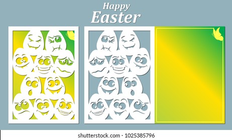 Vector illustration, egg Set, Laser cut paper, icon, pattern, emoticon