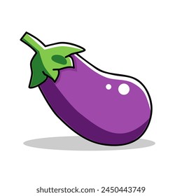 vector illustration of eggplant in a minimalist and flat style isolated in a white background