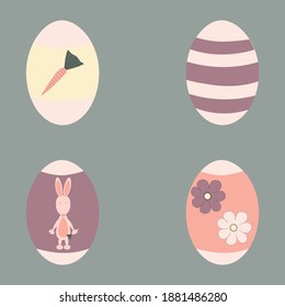 vector illustration with eggs for Easter on a green background