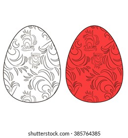 Vector illustration. Eggs, Easter, Easter eggs. A template for coloring. Coloring book for children and adults. White background