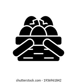 vector illustration of eggs icon. egss in the basket with glyph design style