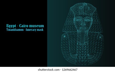 Vector illustration Egypt  Cairo museum  Tutankhamon  funerary mask