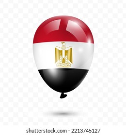 Ilustración vectorial del globo de la bandera de Egipto sobre fondo transparente (PNG). Globos de bandera ondeando para las celebraciones del Día de la Independencia.