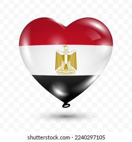 Vector illustration of a Egypt country love balloon on transparent background (PNG). Flying love balloons for Independence Day celebration.