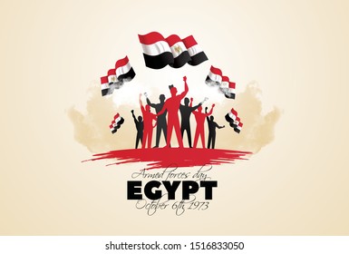 vector illustration. Egypt holiday. Memorial Day Egypt. 6 October 1973  Armed forces day. translation from arabic: Armed forces day Egypt