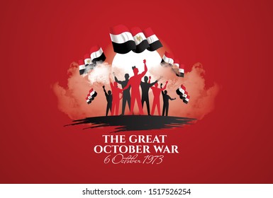 vector illustration. Egypt holiday. Memorial Day Egypt. 6 October 1973. The translation from Arabic: Memorial Day Egypt