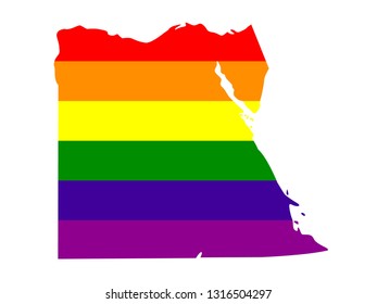 vector illustration of Egypt map with LGBT flag
