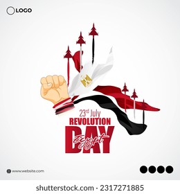 Vector illustration of Egypt Revolution Day 23 July social media story feed mockup template