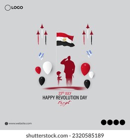 Vector illustration of Egypt Revolution Day 23 July social media story feed mockup template